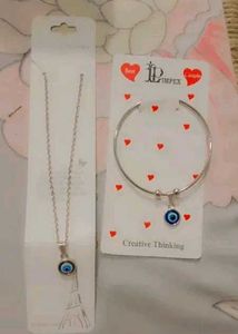 Evil Eye Necklace & Bangle Set