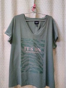 V Neck Oversized Green vero Moda Tshirt