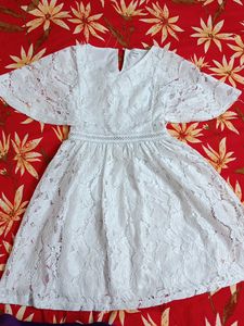 White Lace Dress - Flared Sleeve
