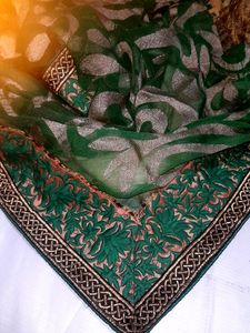 Fabulous Saree For Mehendi Heavy Border