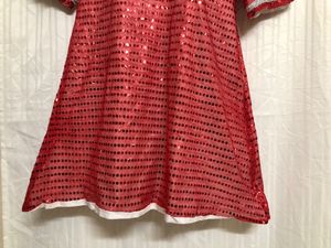 Red Half Sleeve Round Dress