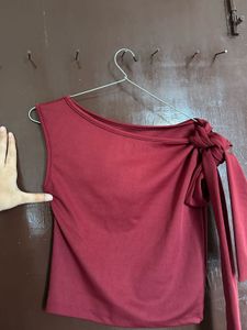 y2k cherry red off shoulder top