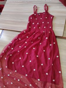 combo of Maroon Floral Dress with matching jacket