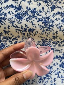 Pink Flower Hair Claw Clip