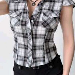 Plaid Button-Down Top