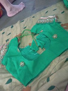 Green Embroidered Fabric