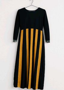 Elegant Navy Blue &amp; Mustard Anarkali