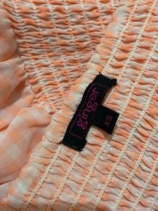 Peach Gingham Maxi Dress