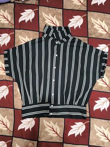 Striped High Neck Top