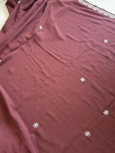 Maroon saree  with Embroidery