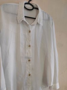 Lace Colar White Tops