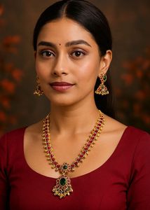 Ruby & Emerald Gold-Plated Necklace Set