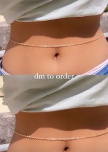 Gold &amp; Green Beaded Waist Chain
