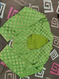 Green Blouse with Gold Dots