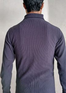 Charcoal High Neck Winter Sweatshirt for Men