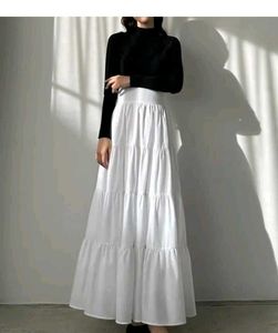 Tiered White Maxi Skirt