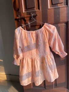 Peach Floral Smocked Top