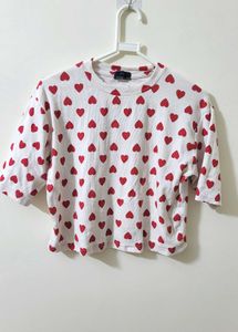 Koren Style Heart Shape White Crop Top