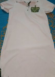 Pink Crown Embellished Polo Dress