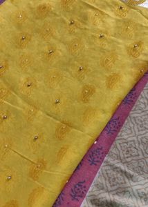 Yellow Embellished Saree