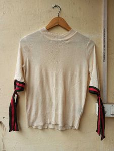 Ribbon Tie Sleeve Top (Women)