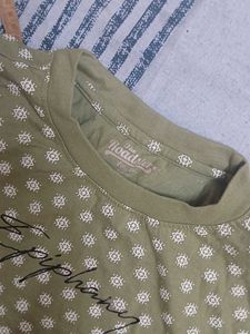 Patterned Olive Green T-shirt