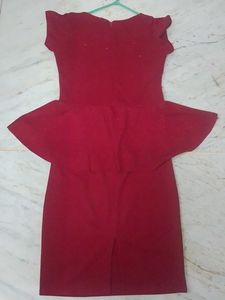 Chic Red Peplum Dress