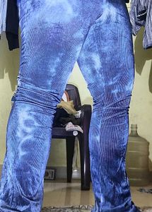 Shain Blue Tie-Dye Ribbed Flared Pants