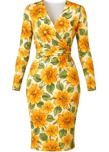 Sunlit Bloom Bodycon Midi Dress