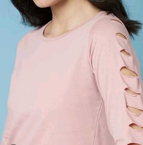 Linen Cotton Blend Light Pink Top