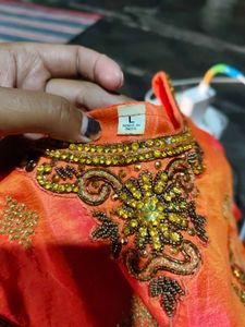 Orange Embroidered Anarkali
