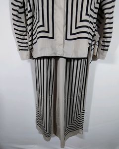 Off WHITE  And Black Striped Co-ord