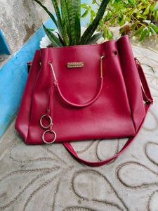 Red Leather Tote Bag