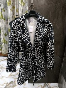 Chic Animal Print Trench Coat