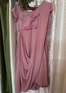 Elegant Mauve Dress with Embroidery