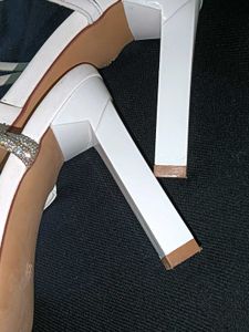 White Rhinestone Mule Heels...
