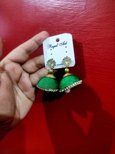 Green Jhumka Earrings