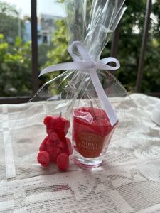 Combo Of Teddy Bear And One Glass Candle