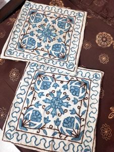 Wool embroidered cushion cover
