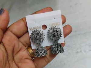 Silver Jhumka Earrings