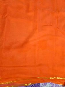 Orange Saree with Gold Trim