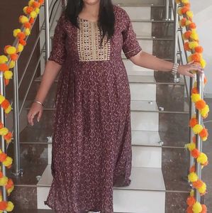 Ethnic Print Kurta nyra cut with side slit