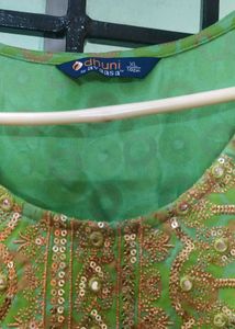 Green &amp; Gold Embellished Kurti