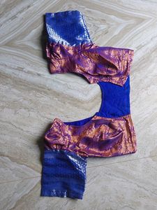 New Blue & Gold Saree Blouse
