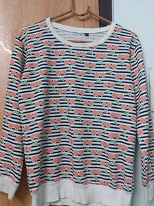 Striped Cherry Print Sweatshirt
