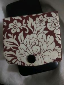 Cream Flower On Rust Base Lipstick/ Earrings Holder