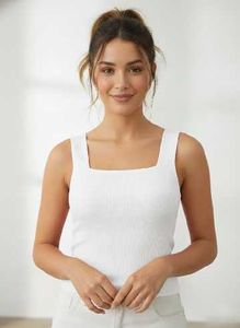 Red Ribbed Knit Tank Top