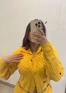 Yellow Knit Cardigan