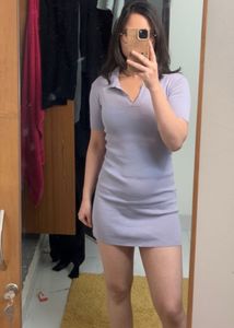 Lilac Knit Bodycon Mini Dress