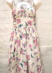Floral Print Spaghetti Dress Medium Size